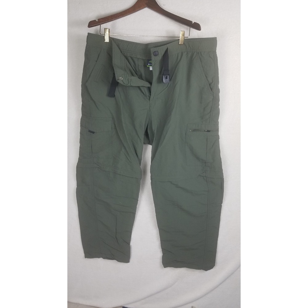 NordicTrack Convertible Cargo Hiking Pants Men 40x30 Olive Green Excellent Nylon